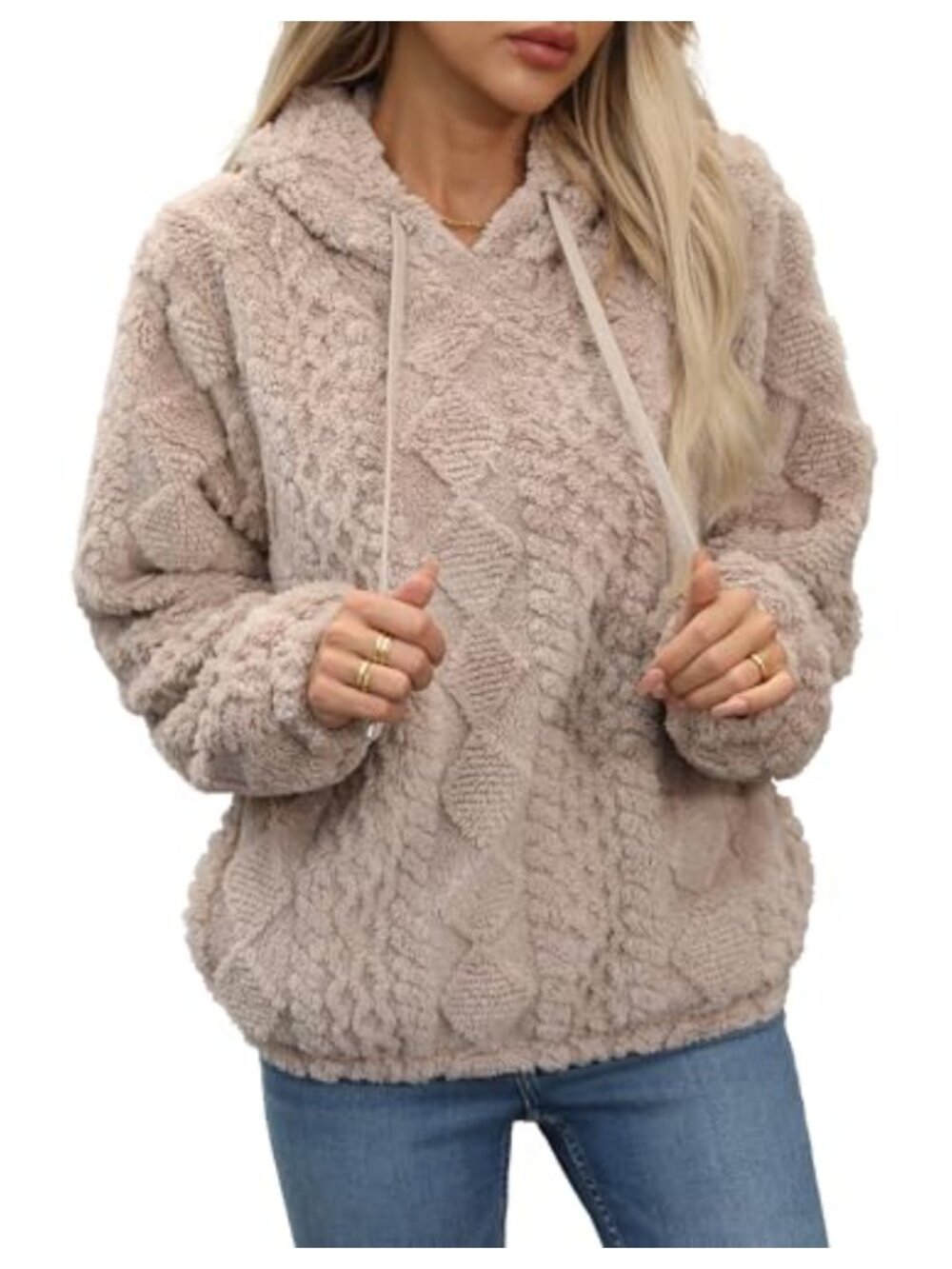 Fleece Hoodie Drawstring Hooded Sweatshirt Winter Pullover Long Sleeve Pockets